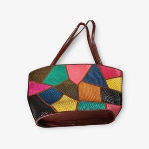 The Sak Multicolor Woven Patchwork Shoulder Tote Bag